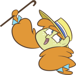 Size: 300x297 | Tagged: safe, artist:egophiliac, pumpkin cake, pony, slice of pony life, g4, bust, cane, disembodied head, female, hair hold, hat, head, portrait, prehensile mane, race swap, solo, what has science done