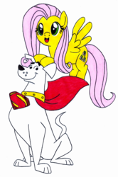 Size: 849x1278 | Tagged: safe, artist:artemisito, fluttershy, g4, crossover, krypto the superdog