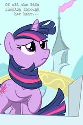 Size: 1200x1800 | Tagged: safe, twilight sparkle, g4, female, flowing mane, lyrics, solo, song reference, spiders (song), system of a down