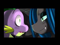 Size: 1440x1080 | Tagged: safe, artist:ss2sonic, queen chrysalis, spike, changeling, changeling queen, dragon, g4, comic, female, ship:chryspike, youtube link