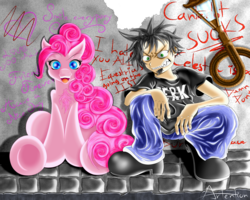 Size: 5000x4000 | Tagged: safe, artist:artention, pinkie pie, g4, crossover, crossover shipping, dan, dan pie, dan vs, female, male, shipping, straight