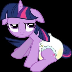 Size: 446x448 | Tagged: safe, artist:oliver-england, twilight sparkle, pony, unicorn, g4, black background, diaper, diaper fetish, diaper usage, female, mare, non-baby in diaper, pissing, simple background, soaked diaper, solo, unicorn twilight, urine, used diaper, using diaper, wet diaper