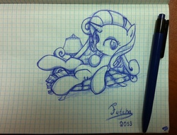 Size: 634x485 | Tagged: safe, rarity, g4, female, graph paper, pencil, pencil drawing, photo, sketch, solo, traditional art
