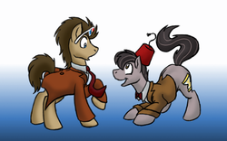 Size: 640x400 | Tagged: safe, artist:koopakrazy85, doctor whooves, time turner, g4, day of the doctor, doctor who, eleventh doctor, fez, hat, tenth doctor