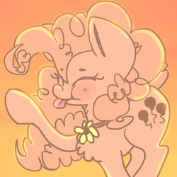 Size: 2000x2000 | Tagged: safe, artist:strabarybrick, pinkie pie, g4, :p, :t, blushing, cute, eyes closed, female, flower, fluffy, necklace, ponk, smiling, solo, tongue out