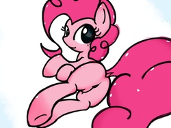 Size: 1426x1070 | Tagged: safe, pinkie pie, g4, butt, colored, featureless crotch, female, plot, sketch, solo