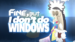 Size: 1920x1080 | Tagged: safe, artist:cr4zyppl, artist:mrmelodycold, discord, g4, season 4, clothes, crossdressing, logo, maid, maid discord, microsoft windows, pun, quote, vector, wallpaper