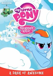 Size: 367x520 | Tagged: safe, rainbow dash, tank, g4, official, a dash of awesome, dvd, dvd cover, my little pony logo, pun, shout factory