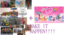 Size: 6303x3463 | Tagged: safe, applejack, derpy hooves, discord, fluttershy, princess celestia, twilight sparkle, pegasus, pony, g4, exploitable meme, female, four horsemen studios, he-man, he-man and the masters of the universe, justice league, make it happen, mare, meme, she-ra, toy