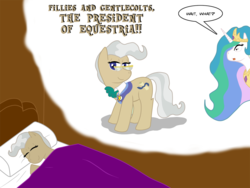 Size: 1100x825 | Tagged: safe, artist:kitsune-the-fox, mayor mare, princess celestia, g4, dream, sleeping