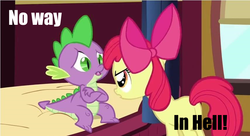 Size: 855x466 | Tagged: safe, apple bloom, spike, g4, just for sidekicks, my little pony: friendship is magic, image macro