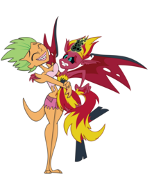 Size: 2400x2736 | Tagged: safe, artist:mf99k, sunset shimmer, equestria girls, g4, crossover, dakota, dakotazoid, hug, revenge of the island, sunset satan, total drama island