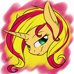 Size: 750x750 | Tagged: safe, artist:thezealotnightmare, sunset shimmer, pony, unicorn, g4, female, solo