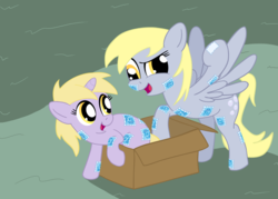 Size: 1750x1250 | Tagged: safe, artist:tranquilmind, derpy hooves, dinky hooves, pegasus, pony, g4, equestria's best mother, female, mare, stamp
