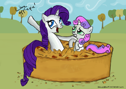 Size: 1080x760 | Tagged: safe, artist:beaverblast, rarity, sweetie belle, g4, sisterhooves social, apple pie