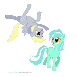 Size: 1958x1958 | Tagged: safe, artist:beaverblast, derpy hooves, lyra heartstrings, pegasus, pony, g4, female, mare