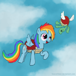 Size: 831x831 | Tagged: safe, artist:beaverblast, rainbow dash, tank, g4, super mario bros.