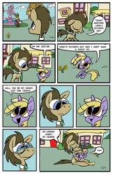 Size: 5197x8031 | Tagged: safe, artist:joeywaggoner, dinky hooves, doctor whooves, time turner, earth pony, pony, unicorn, g4, absurd resolution, comic, equestria's best daughter, father's day, ponyville, wholesome