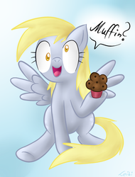 Size: 808x1061 | Tagged: safe, artist:leibi97, derpy hooves, pegasus, pony, g4, female, mare, muffin, solo