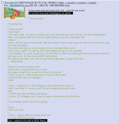 Size: 706x739 | Tagged: safe, babs seed, g4, /mlp/, 4chan, 4chan screencap, anon in equestria, feels, greentext, meta, rejection, rejection is magic, sad, text