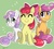 Size: 5500x5000 | Tagged: dead source, safe, artist:bloodyhellhayden, apple bloom, scootaloo, sweetie belle, earth pony, pegasus, pony, unicorn, g4, ^^, absurd resolution, apple bloom's bow, bow, chest fluff, cute, cutie mark crusaders, eyes closed, female, filly, foal, green background, hair bow, happy, signature, simple background, smiling, spread wings, trio, wings