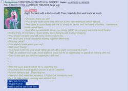 Size: 729x515 | Tagged: safe, fleur-de-lis, g4, /mlp/, 4chan, 4chan screencap, anon in equestria, feels, greentext, meta, rejection is magic, sad, text