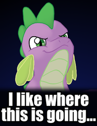 Size: 256x331 | Tagged: safe, artist:wingbeatpony, spike, g4, caption, male, older, older spike, reaction image, solo