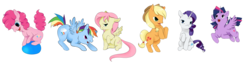 Size: 8400x2100 | Tagged: safe, artist:kohaku-miharu, applejack, fluttershy, pinkie pie, rainbow dash, rarity, twilight sparkle, alicorn, pony, g4, balloon, faic, female, filly, mare, simple background, transparent background, twilight sparkle (alicorn), younger