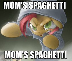 Size: 612x520 | Tagged: safe, babs seed, g4, babs the rapper, eminem, exploitable meme, female, image macro, lose yourself (eminem), meme, mom's spaghetti, solo, spaghetti