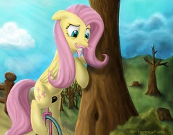 Size: 1119x873 | Tagged: safe, artist:hereticalrants, fluttershy, g4, facial hair, female, goatee, moustache, riding, solo, unicycle, warfstache