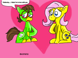 Size: 1024x768 | Tagged: safe, artist:chchcartoons, fluttershy, oc, g4, female, glasses, male, straight