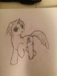 Size: 720x960 | Tagged: safe, artist:alphabrony, pony, monochrome, ponified, solo