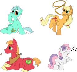 Size: 2000x1867 | Tagged: safe, artist:koopakrazy85, applejack, big macintosh, lyra heartstrings, sweetie belle, earth pony, pony, g4, male, stallion