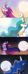 Size: 552x1446 | Tagged: safe, artist:faith-wolff, princess cadance, princess celestia, princess luna, twilight sparkle, alicorn, pony, g4, alicorn tetrarchy, comic, female, magic, mare, moon, sun, twilight sparkle (alicorn)