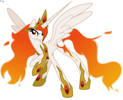 Size: 983x802 | Tagged: safe, artist:faith-wolff, oc, oc only, oc:queen solaria, alicorn, pony, alicorn oc, crown, jewelry, mane of fire, mother, parent, peytral, queen, regalia, simple background, solo, transparent background