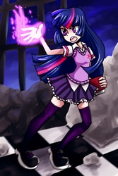 Size: 2362x3543 | Tagged: safe, artist:catablu, twilight sparkle, human, g4, book, female, humanized, magic, open mouth, solo