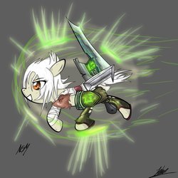 Size: 894x894 | Tagged: safe, artist:nightgreenmagician, pony, league of legends, ponified, riven, solo