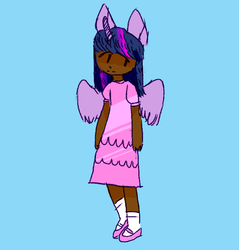 Size: 665x696 | Tagged: safe, artist:vilewoods, twilight sparkle, human, g4, clothes, dark skin, doodle, eared humanization, female, horn, horned humanization, humanized, solo, tumblr, twilight sparkle (alicorn), winged humanization