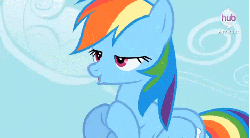 Size: 719x399 | Tagged: safe, screencap, rainbow dash, pony, daring don't, g4, season 4, animated, clapping, cute, dashabetes, excited, fangirl, female, flapping, happy, hub logo, solo