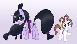 Size: 1182x682 | Tagged: safe, artist:howlsinthedistance, ace attorney, maya fey, pearl fey, ponified