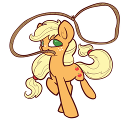 Size: 900x900 | Tagged: safe, artist:otterlore, applejack, g4, cute, female, lasso, mouth hold, request, rope, simple background, solo, white background