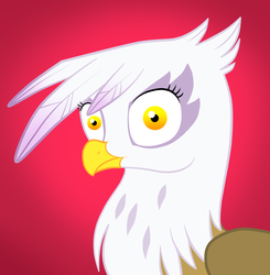 Size: 1388x1418 | Tagged: safe, artist:wolframclaws, gilda, griffon, g4, eyes, female, portrait, simple background, solo, stare