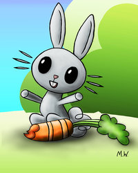 Size: 1600x2000 | Tagged: safe, artist:mikkle105, angel bunny, g4, carrot, male, solo