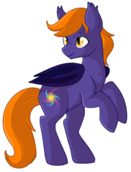 Size: 450x590 | Tagged: safe, artist:lulubell, oc, oc only, bat pony, pony, fangs, male, rearing, simple background, smiling, solo, stallion, transparent background