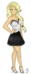 Size: 636x1488 | Tagged: safe, artist:silver1kunai, applejack, human, g4, clothes, dress, high heels, humanized, light skin, pretty