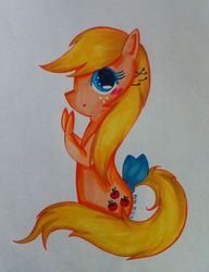 Size: 819x1065 | Tagged: safe, artist:airyu, applejack (g1), g1, female, solo, tail bow, traditional art