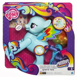 Size: 600x600 | Tagged: safe, rainbow dash, g4, official, arrow, colored wings, irl, logo, multicolored wings, multilingual packaging, photo, rainbow power, rainbow wings, solo, text, toy