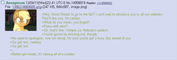 Size: 702x241 | Tagged: safe, applejack, g4, /mlp/, 4chan, 4chan screencap, anon in equestria, feels, greentext, rejection is magic, text