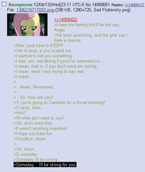 Size: 449x531 | Tagged: safe, fluttershy, g4, /mlp/, 4chan, 4chan screencap, anon in equestria, feels, greentext, rejection is magic, sad, text