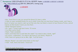 Size: 702x470 | Tagged: safe, twilight sparkle, g4, /mlp/, 4chan, 4chan screencap, anon in equestria, feels, greentext, rejection is magic, sad, text